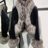 Genuine CROCODILE leather  & FOX jacket