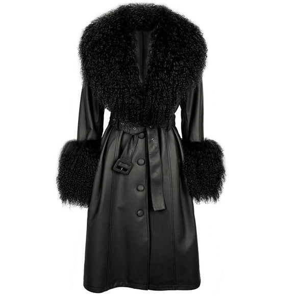 Boss babe Mongolian Fur Trench