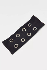 Black metallic grommet headband
