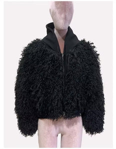Crossing Ways Shag hooded Bomber