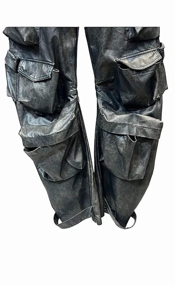Mercer st distressed  faux leather cargos