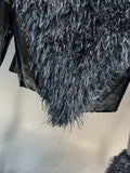 Faux ostrich patent cropped jacket