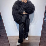 Green St Mongolian Shag Coat