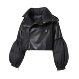 Demi Cropped leather Down Coat