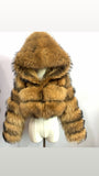 3 Dash Cropped Raccoon Fur Bomber(Pre-order)