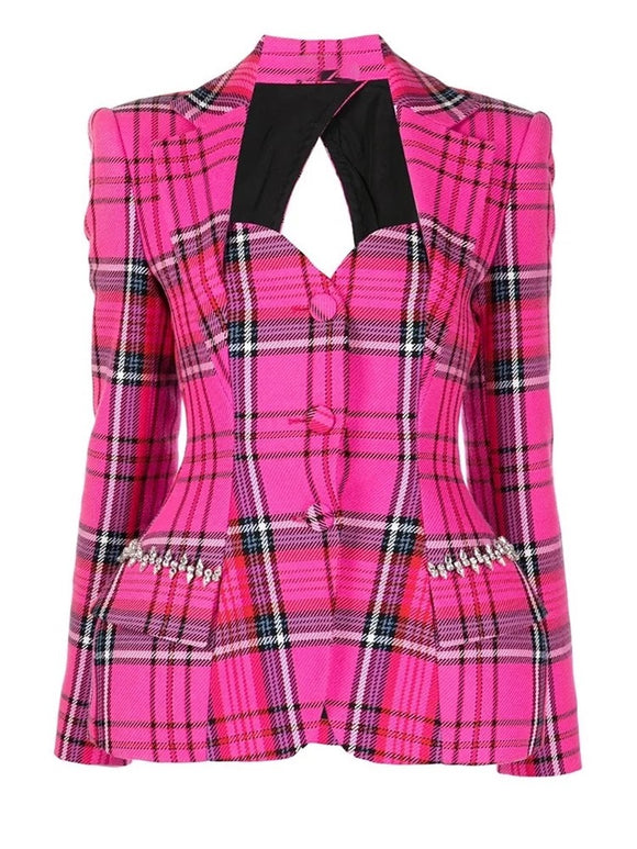 Clue -less girl Peplum Plaid Blazer (Pre-order)