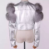 In The mix  fur shoulder motorcycle Jacket(Pre-Order)